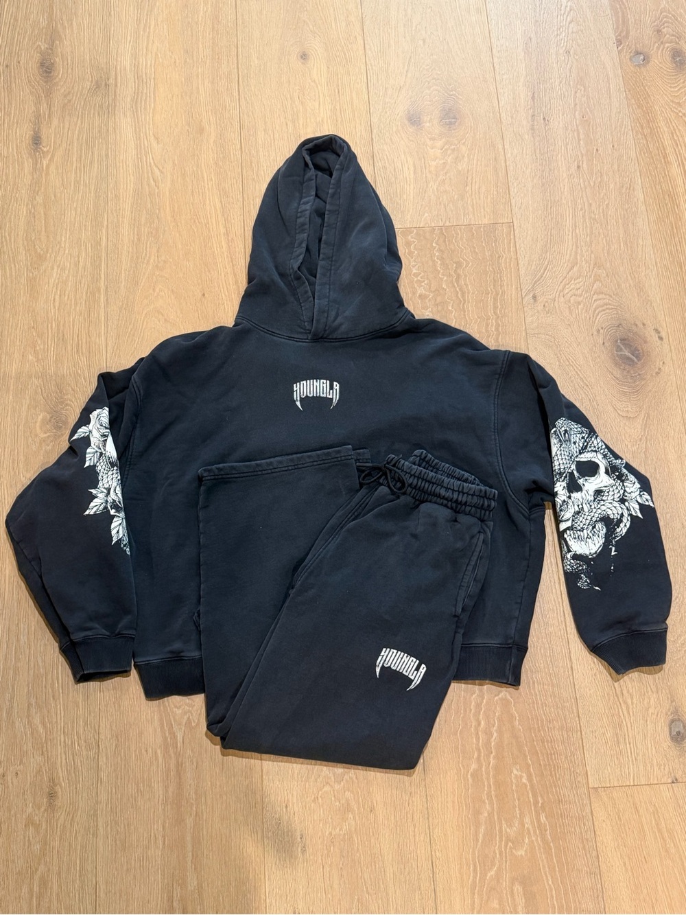 YoungLA Sweatsuit Skull Graphic Mens Size Small Joggers XL Hoodie